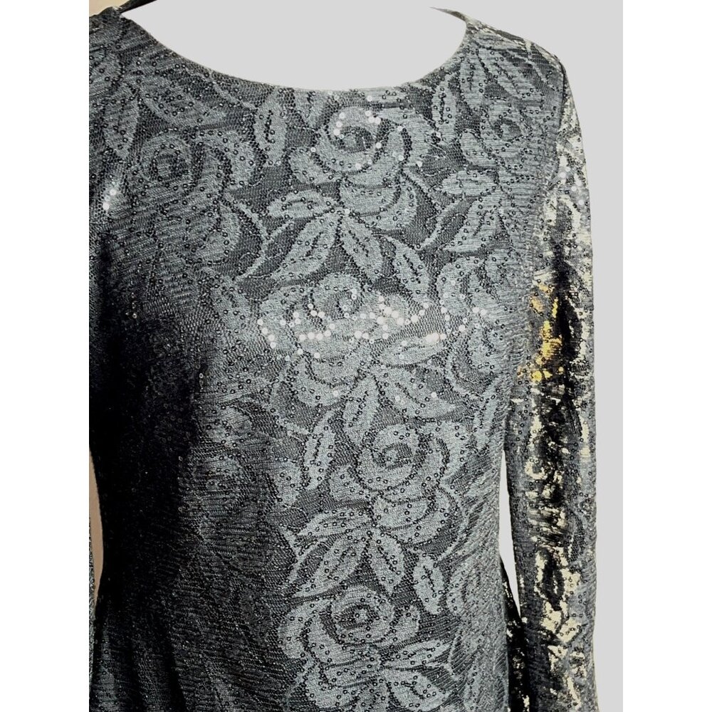 American Living Dress Black Sequin Lace Pencil Whimsygoth Cocktail Dark Womens 6 - Picture 9 of 11